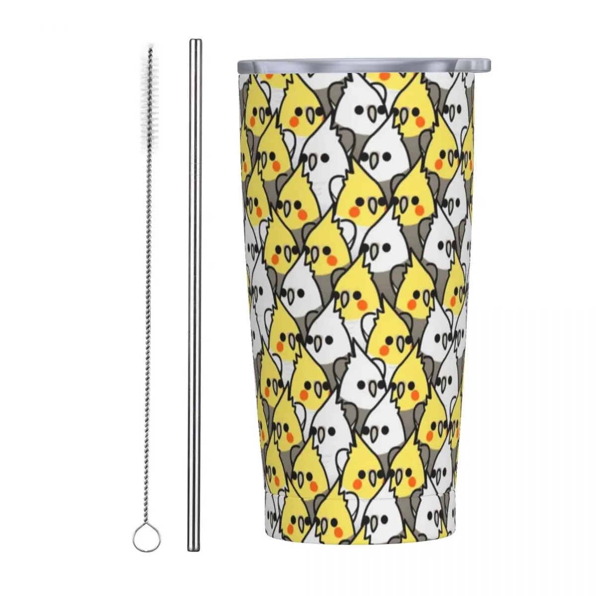 Cockatiel Parrots Pattern Tumbler Vacuum Insulated Animal Bird Thermal Cup with Lid Straw Smoothie Tea Mugs Hot Cold Drink, 20oz