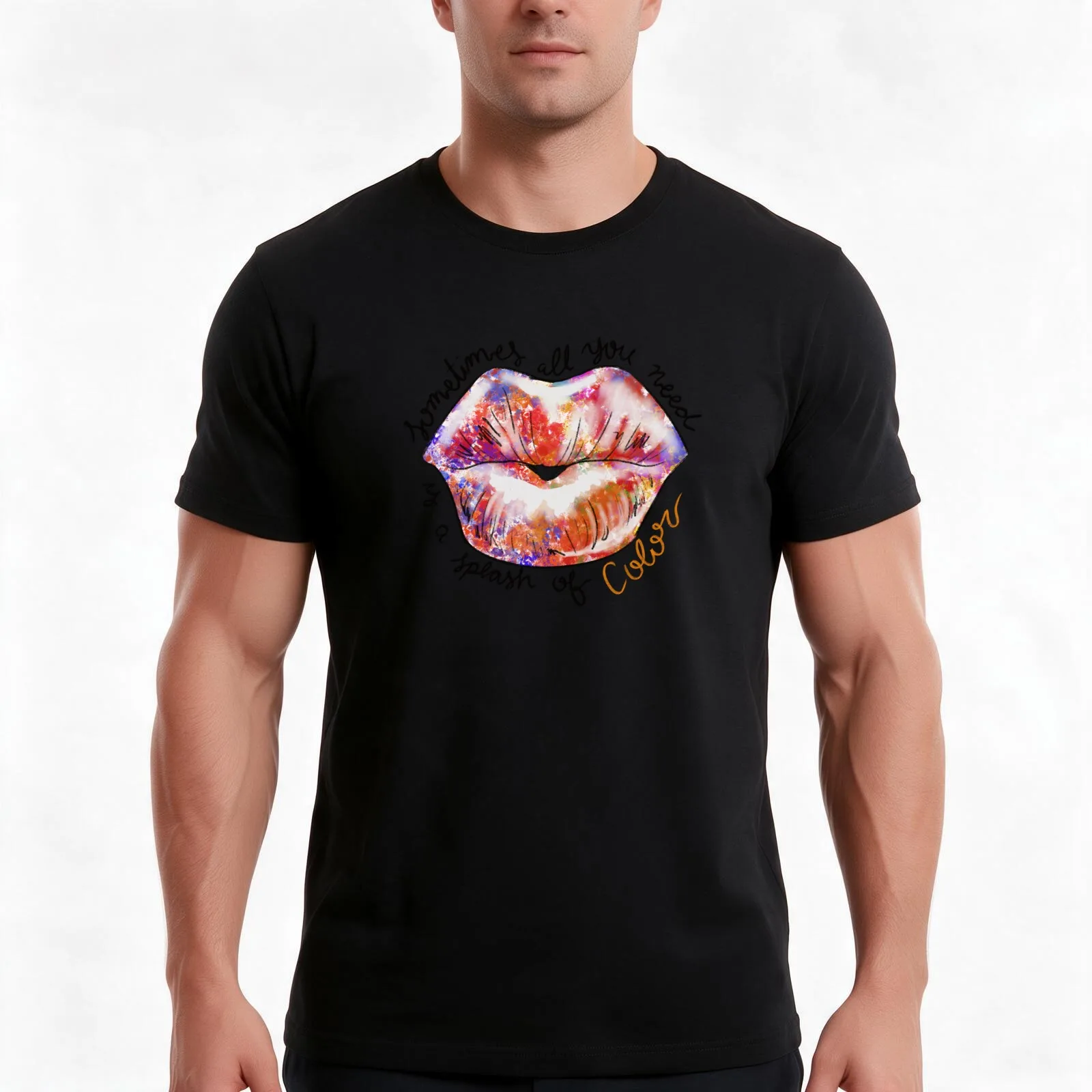 Splash of Color T-Shirt, Summer Casual Cotton Tee, Oversized Streetwear Tops, Vintage Graphic Print, Loose Fit Short Sleeve