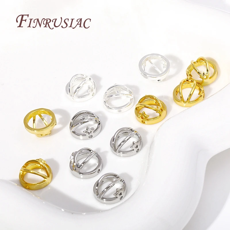 Round Bead Frame 18K Gold Plated Through Hole Bead Circle, Spacer Beads Connectors DIY Bracelet Necklace Beading Jewelry Making