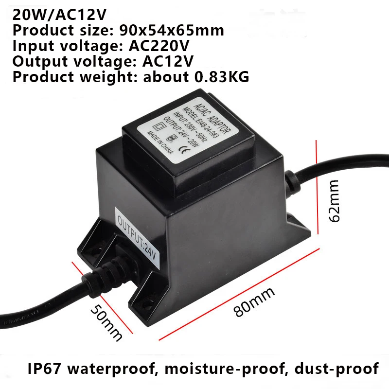 Lighting AC12V transformer 10W ,20W,30W IP68 Power Supply AC 220V Adapter waterproof swimming pool lamp led