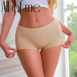 Ice Silk Seamless Four Cornered Panty Anti Glare Women's Flat Cornered Underwear Breathable Mid Waist Flat foot safety Panties