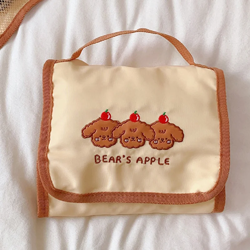 Cute Folding Storage Bag New Simple and Foldable Little Bear Makeup Bag Ins Style Portable Travel Storage Bag