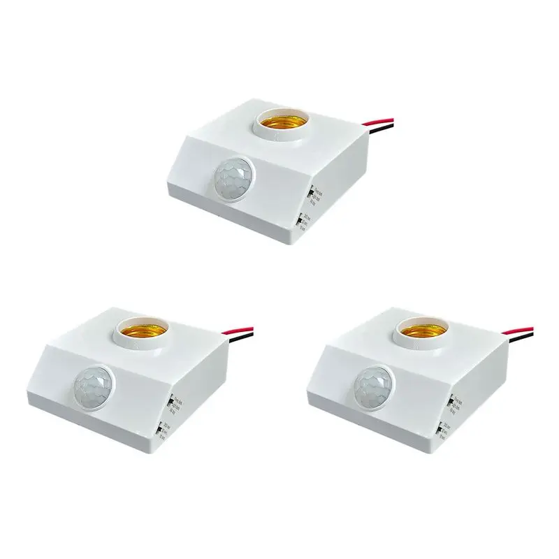 

ABJI-3X E27 LED Bulb Holder PIR Human Body Infrared Sensor Lamp Holder 220V With Regulate Switch Motion Detector Lamp Base