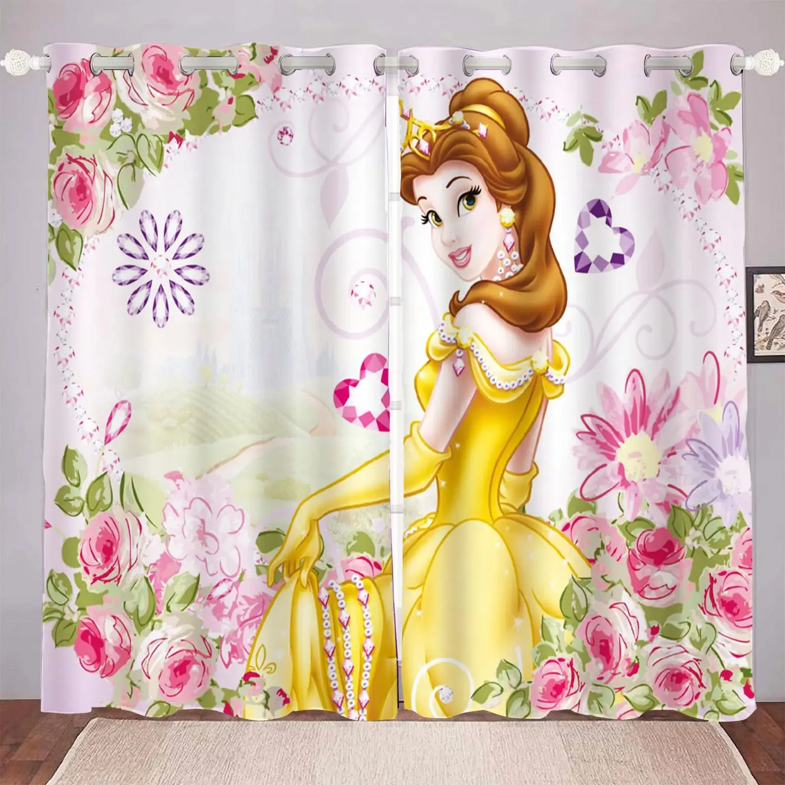 Disney princess living room curtains anime bathroom accessories luxury home décor dustproof cartoon princess print