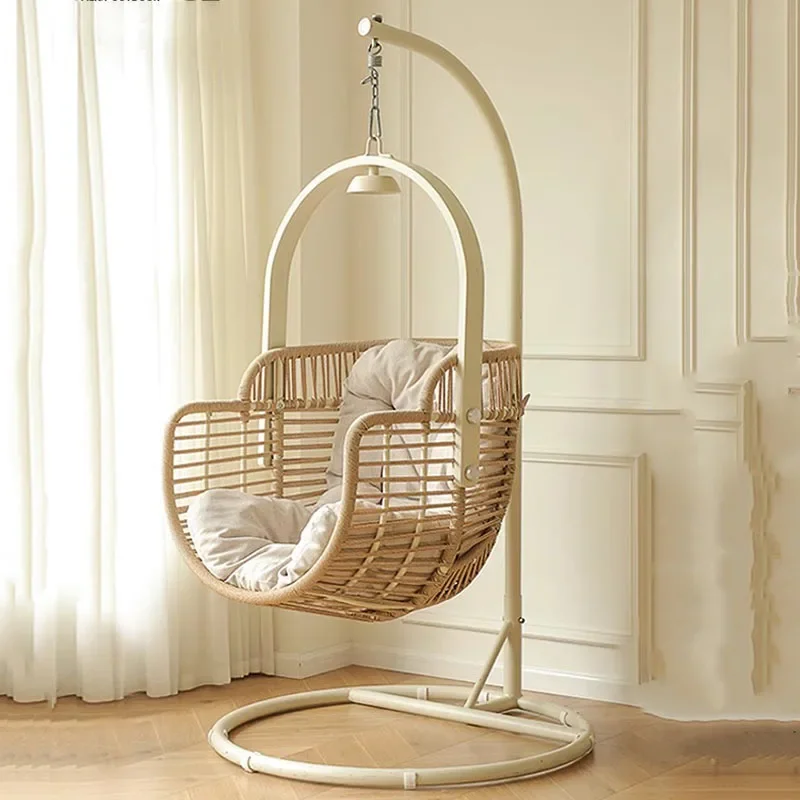 Double Base Hanging Chair Indoor Relaxation Floor Frame Garden Chair Metal Room Sillon Colgante Jardin Exterior House Decoration