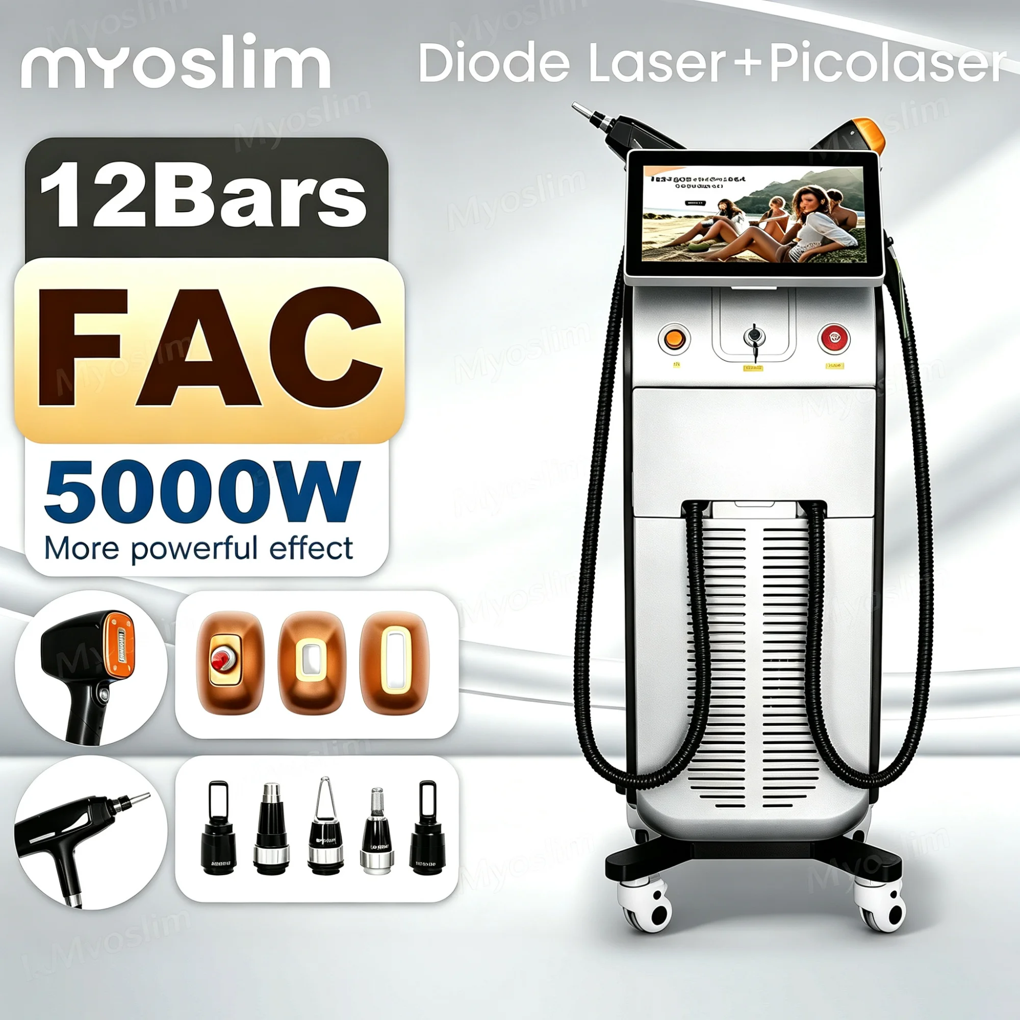 Vertical 808 Diode Laser Hair Removal Machine 5000W High Energy 10 Bars FAC Single Handle Comfortable Hair Reduction Beauty Mach