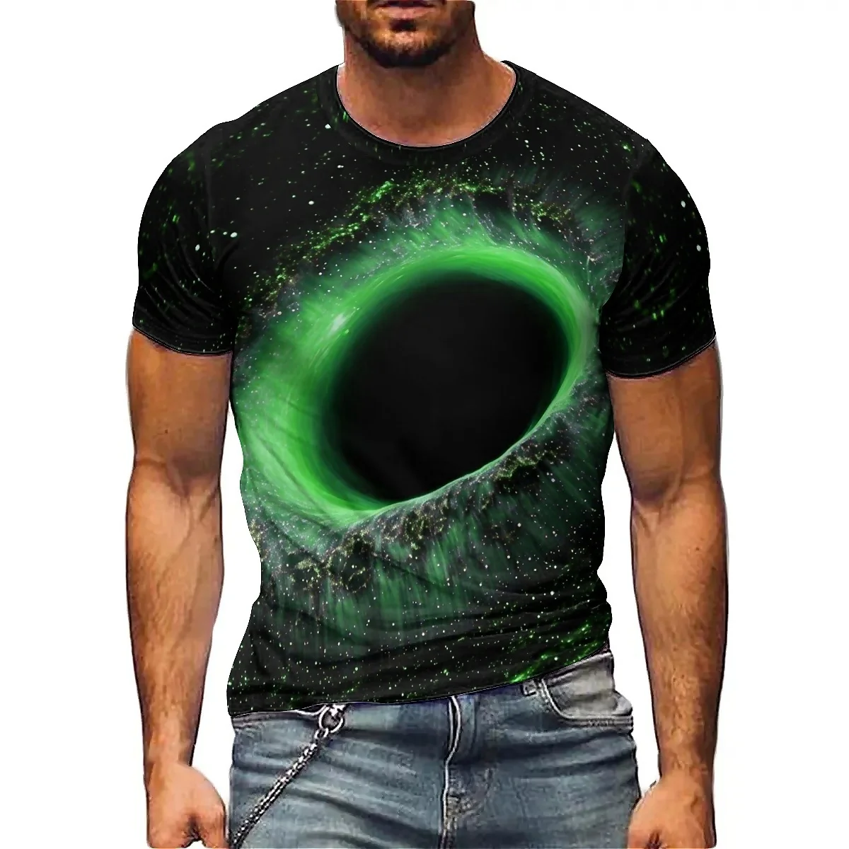 

Couple's Men's 3D Printed Short Sleeve T-shirt with Sports Style and Ink Splashing Design, Suitable for Fitness Gym, Breathable