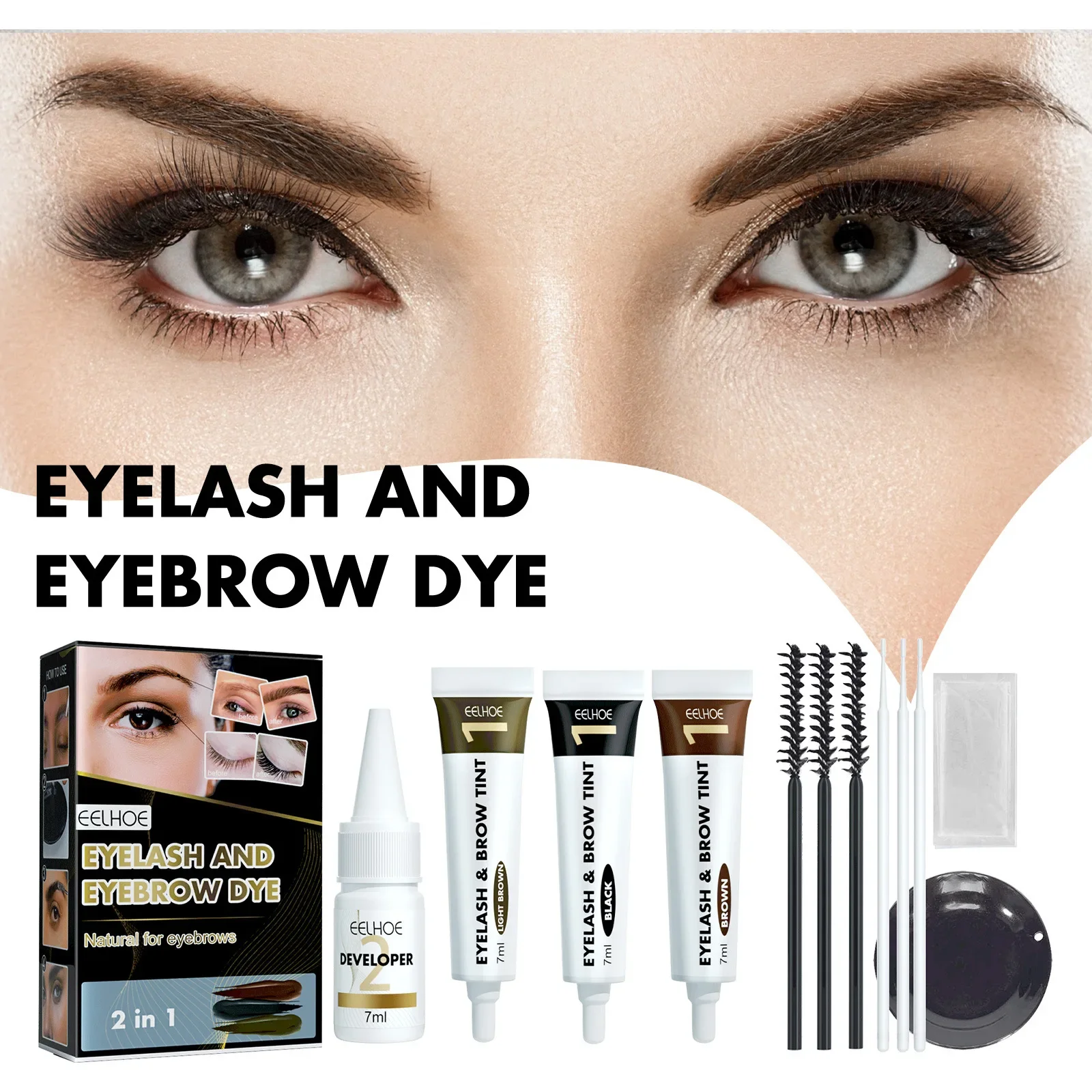 Eyelash Eyebrow Dye Tint Kit Eyebrow Cream Semi Permanent Black Brown Coffee Tattoo Tint Waterproof Lasting Makeup Cosmetics