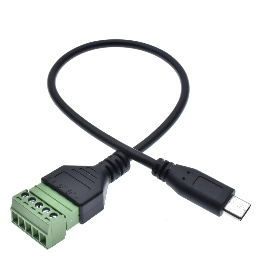 1PC  Type-C Male to 5 Pin Female Bolt Screw Connector with Shield Terminal Plug Adapter Cable
