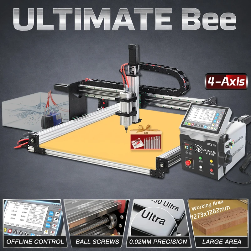 BulkMan3D Ultimate Bee CNC Router 4-Axis Ball Screw Engraving Machine Linear Rail CNC Mill DDCSV4.1 for Wood Metal Acrylic PCB