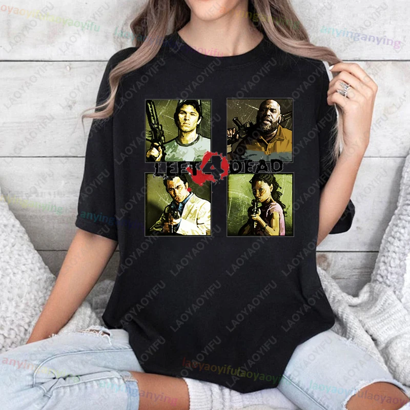 Camiseta Left 4 Dead 2 Gamer, estilo vintage, para amantes de los juegos de zombies, nueva, informal, con cuello redondo, manga corta, para exteriores, para hombres y mujeres
