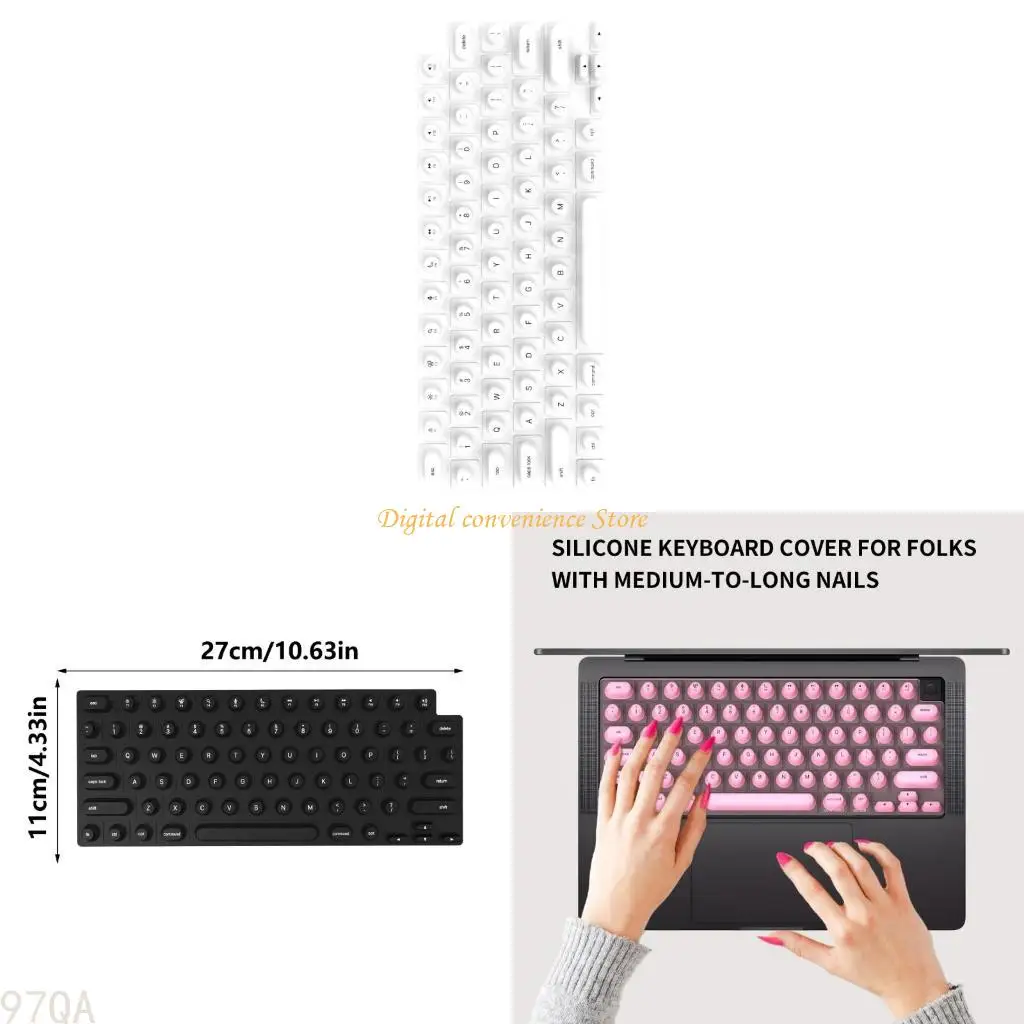 

97QA Silicone Keyboards Cover for Long Nails Typing for Air 2021 2024