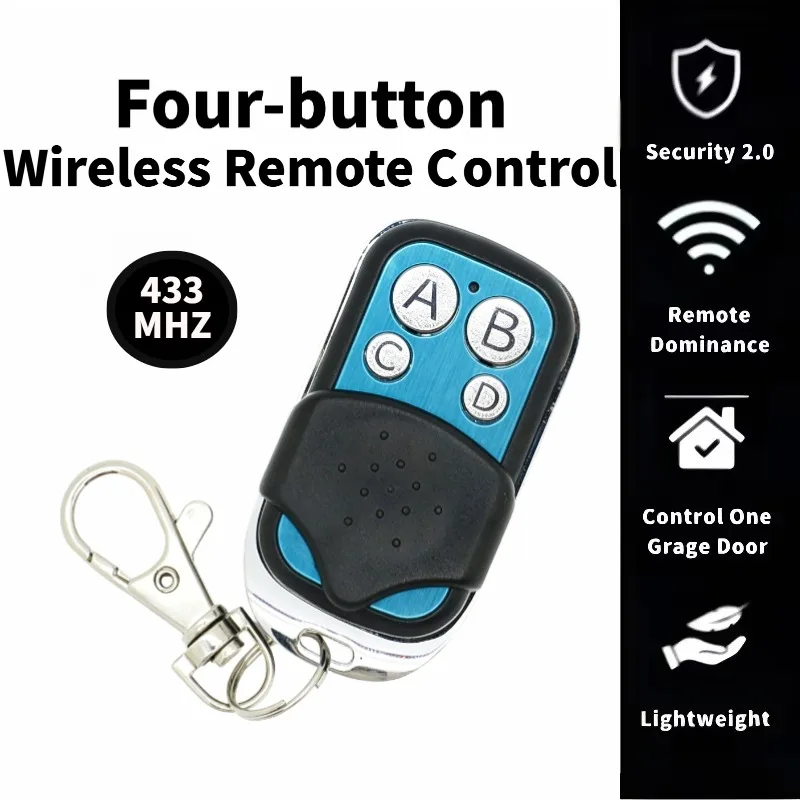 

Универсальный 4-кнопочный пульт дистанционного управления для гаражных ворот 433 МГц, клонирующий, с функцией обучения и дублирования кода (фиксированный и плавающий)