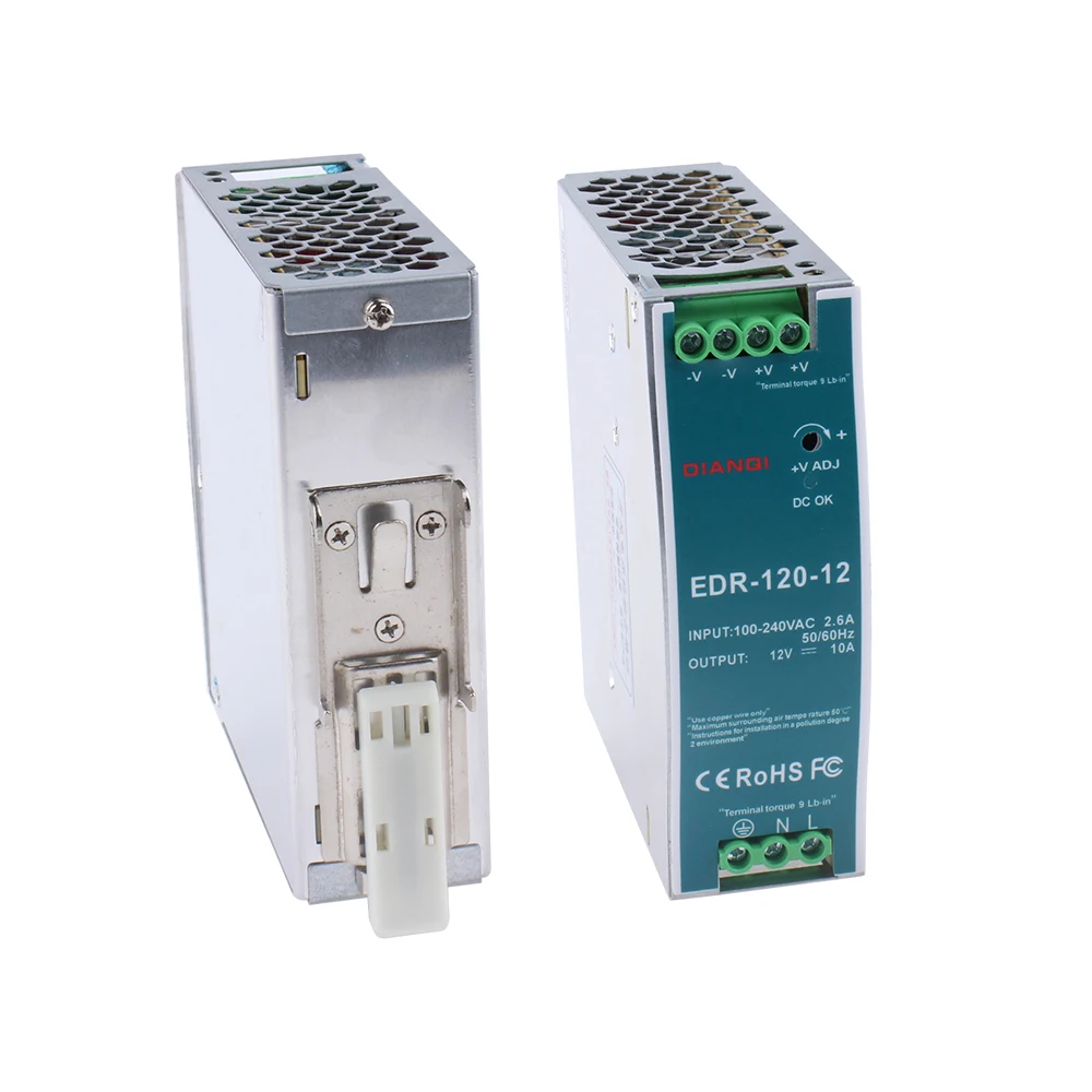 DIANQI EDR-75 120 150 12V 24V 48V EDR-75 120 150 12 24 48 V Fuente de alimentación conmutada de salida única