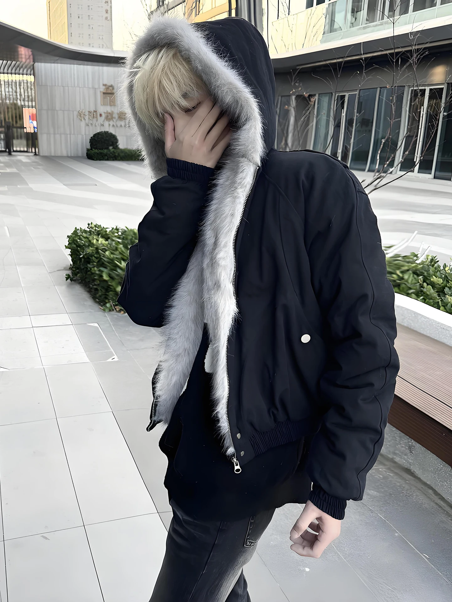 

Wolf King Mountain Eagle Plu Hooded Cotton Jaet Men's Winter Warmth ort Sle Youth Faion Casual Outerwear