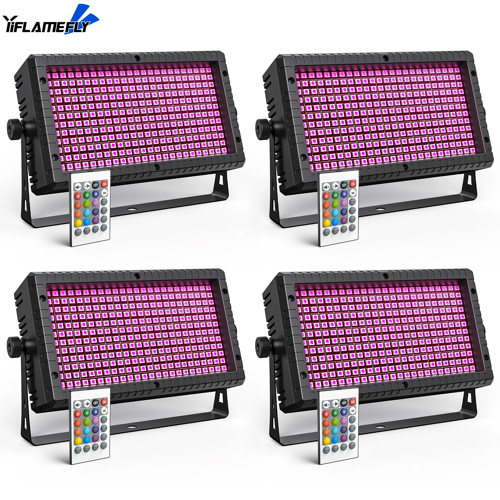 

Yiflamefly 4Pcs 60W Mini LED Strobe RGBW 4in1 Wallwasher Light By DMX512(10CH) Voice Control for Party Building Concert Disco DJ