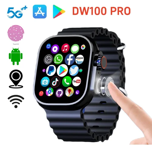 DW100 PRO SmartWatch 4G/5G Android OS GPS 2,2 pulgadas AMOLED reloj inteligente descargar aplicaciones Play Store TOUCH ID tarjeta SIM WIFI hombres mujeres