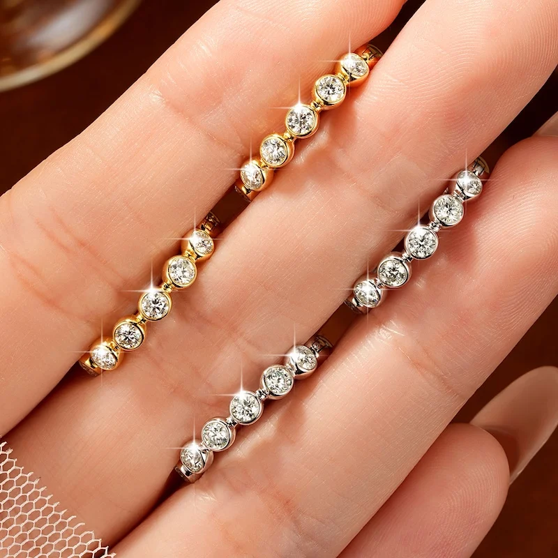 Rrjzz 2,5 mm Full Moissanite Sweet Bubble Creolen für Damen, GRA D-Color, im Labor hergestellte Diamantohrringe, Hochzeitsschmuck, Geschenke – Detail 4