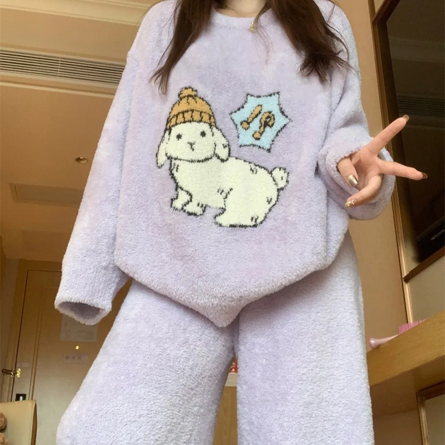 

Женский пижамный комплект: модная домашняя одежда из фланели для осени/зимы, милые и мягкие пижамы