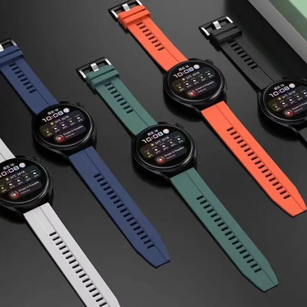 Sport Silicone Band Silver Buckle for Samsung Galaxy Watch 6 4 Classic 5 Pro, for Huawei GT 4 3 2 46mm for Amazfit GTR 20mm 22mm