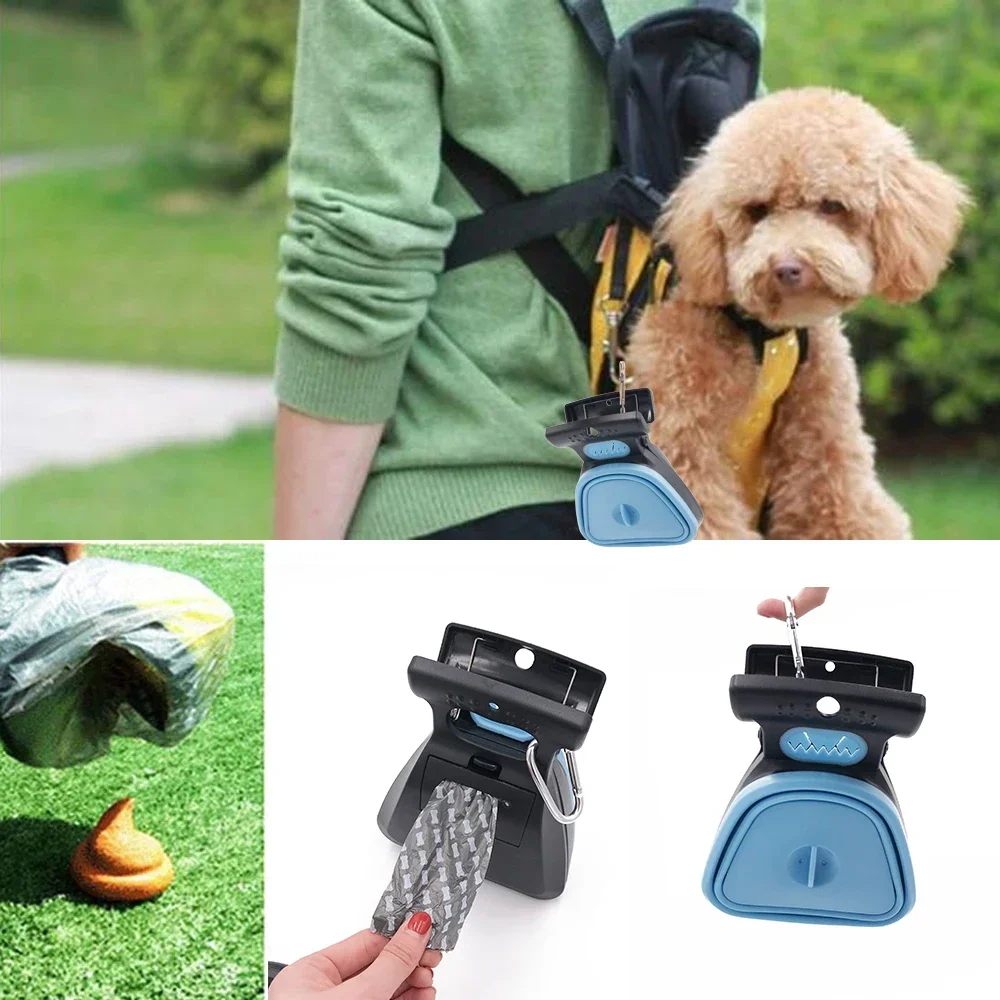 Dog Pet Travel Foldable Pooper Scooper With 1 Roll Decomposable bags Poop Scoop Clean Pick Up Excreta Cleaner