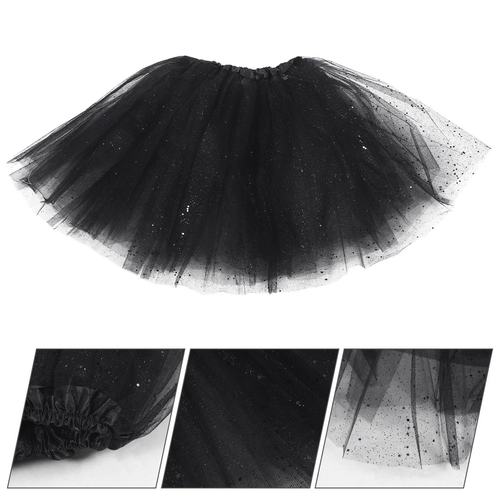 Sequins Tulle Skirt For Lightweight Elastic Waist Tutu Costume For Cosplay Party Stage Performance Kawaii Skirt