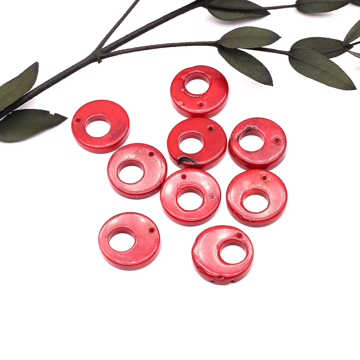 Natural Sea Bamboo Coral Pendant Round Red Coral Large Hole Beads Jewelry Making DIY Necklace Earrings Accessories 20x8mm