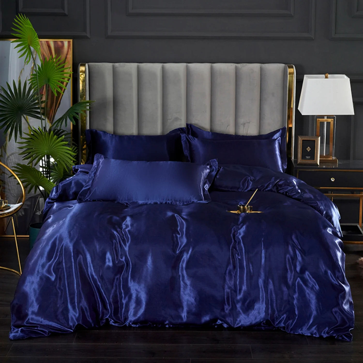 Luxurious Exquisite Satin European Duvet Cover Set - Double Single Size Bedding with Flat Sheet and Pillowcases for AU Queen Bed