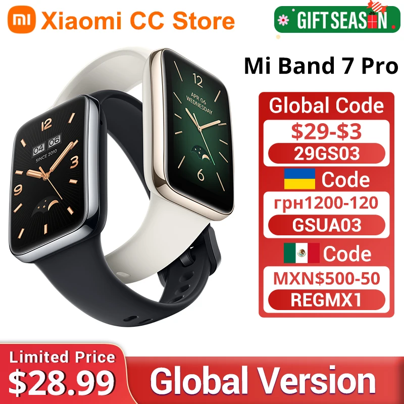 [World Premiere] Global Version Xiaomi Band 7 Pro 1.64\'\' AMOLED Curved Screen GPS Blood Oxygen 12Day Battery Smart Band 7 Pro