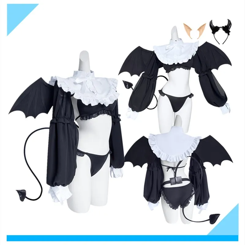 

Fantasia Little Devil Kitagawa Cosplay Marin Costume Adult Women Wings Headband Tails Ears Outfits Halloween Carnival Party Suit