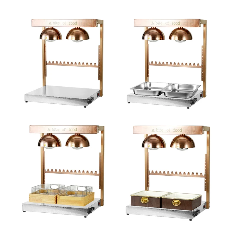 

Двухголовочная лампа-подогреватель для еды из нержавеющей стали для отелей, ресторанов, кейтеринга и барбекю, для поддержания тепла на столе