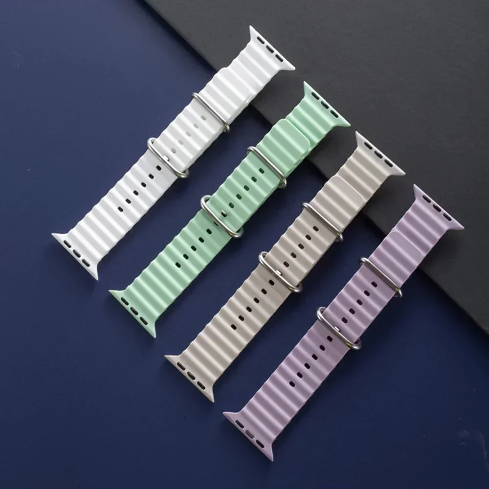 Ocean Band for Apple Watch strap 45mm 46mm 42mm 40mm Ultra 49mm 44mm 41mm sport Silicone correa bracelet series 10 9 8 7 6 5 SE