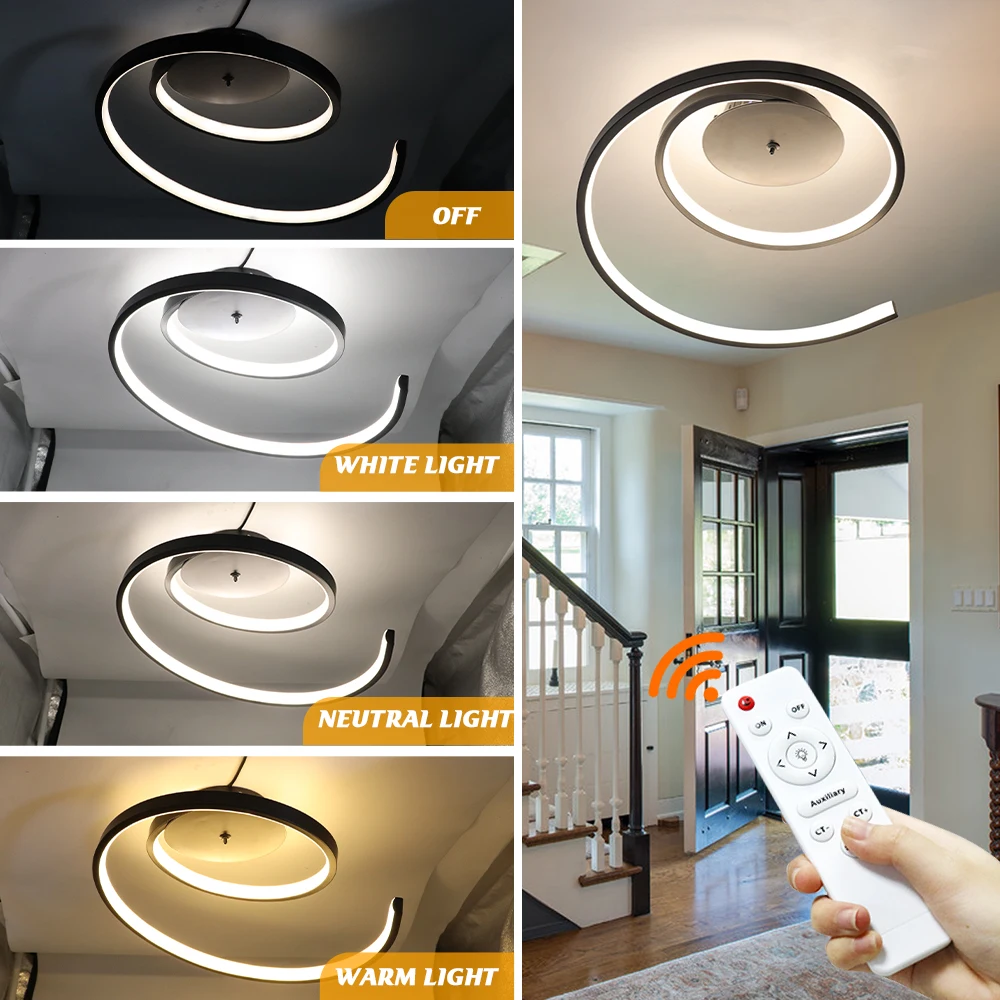 Silver Black White Led Ceiling Chandelier Lamp for Living Room Home Decor Kitchen Loft Indoor Dining Lustres Lighting Fixture