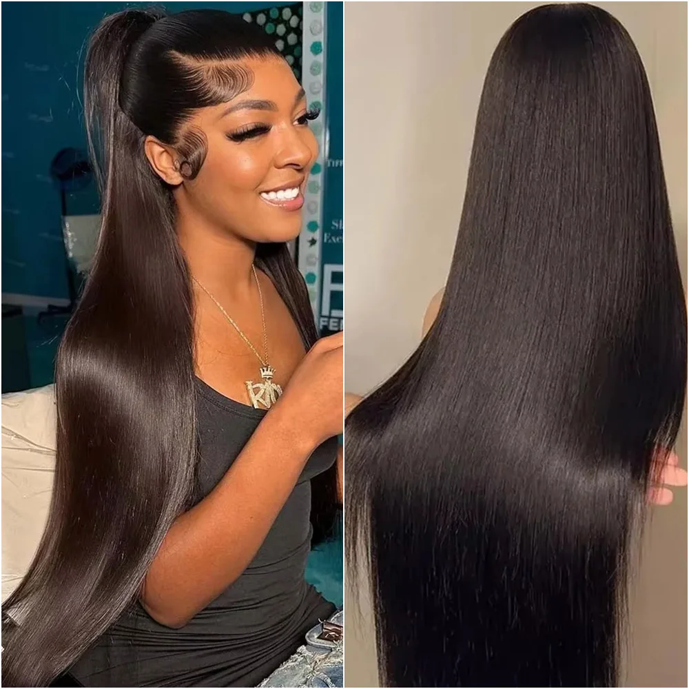 

13x6 Bone Straight Hd Lace 200 Плотность человеческих волос Парик для женщин 30 40 дюймов 5x5 Бесклеевые прозрачные кружевные фронтальные бразильские парики