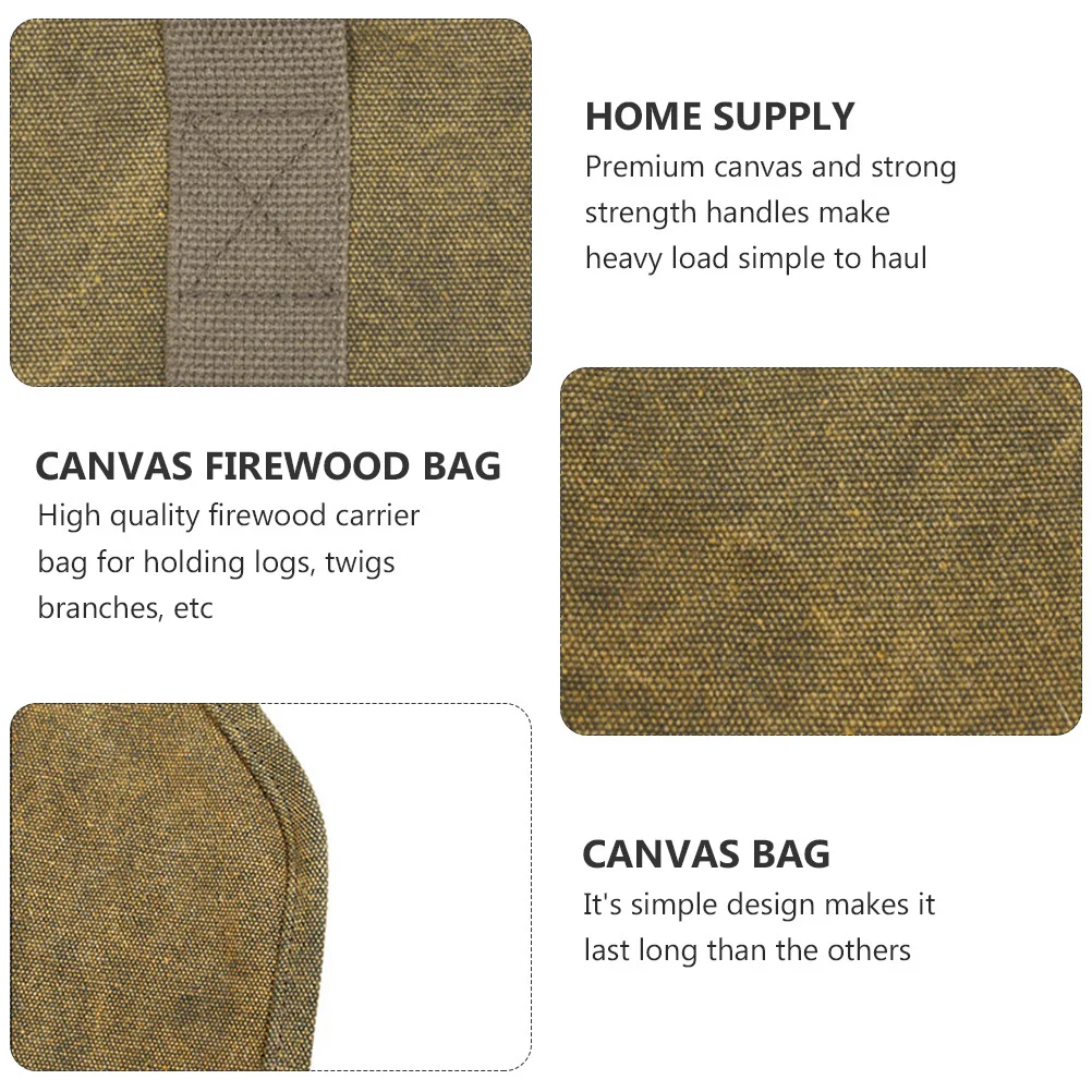 

Canvas Firewood Bag Large Storage Heavy Duty Log Carrier Tote For Camping Outdoor Fireplace Woodpile Holder Home Supply