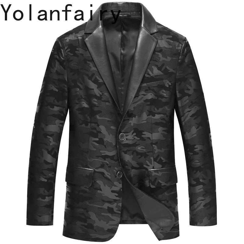 

YOLANFAIRY 100% Genuine Leather Jacket Men Autumn Winter Slim-fit Suit Coat Korean Fashion Real Sheepskin Leather Jackets Man