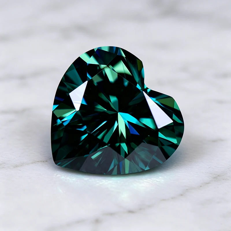 Moissanit-Stein Natürlicher Smaragdgrüner Herzschliff-Edelstein für DIY-Schmuck, Ringe, Ohrringe, Herstellungsmaterialien mit Zertifikat – Detail 3