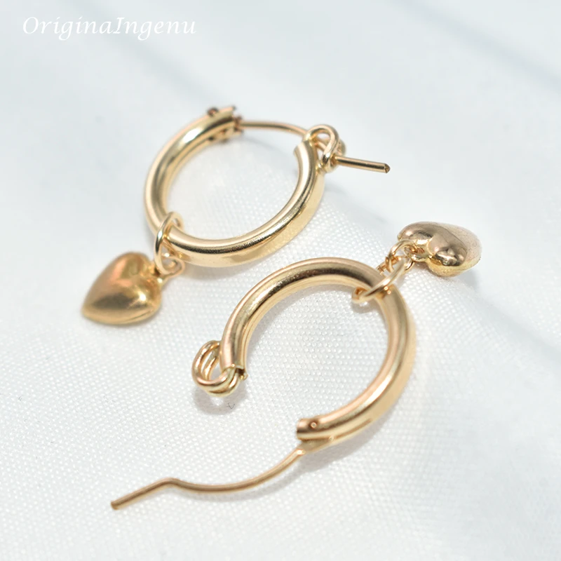 Gold Filled Heart Shape Earrings 15MM Gold Hoop Earrings Handmade Jewelry Brincos Minimalism Pendientes Earrings Oorbellen