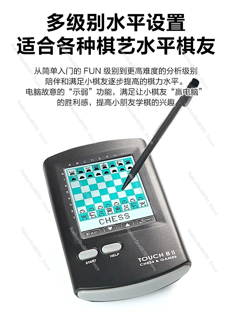 8-in-1 Handheld Electronic Chess Set, AI Chess Game with Touch Screen, Portable Travel Chess Computer for Learning & Gift
