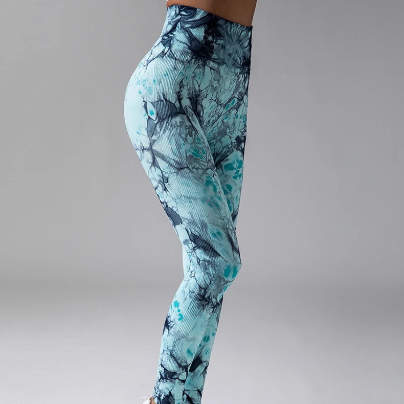 Seamless Tie Dyed Leggings Push Up Yoga Tight Women Pants Drift Printed High Waist Workout Tourse Sports Running Fitness Pants