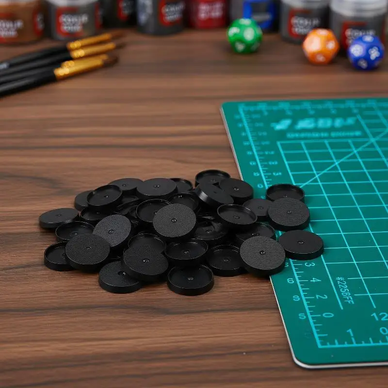 20Pcs 40mm Round Wargame Miniature Base Black Plastic Stable Flat Figure Stand For Tabletop Wargaming Model Hobby DIY Paintin view 3