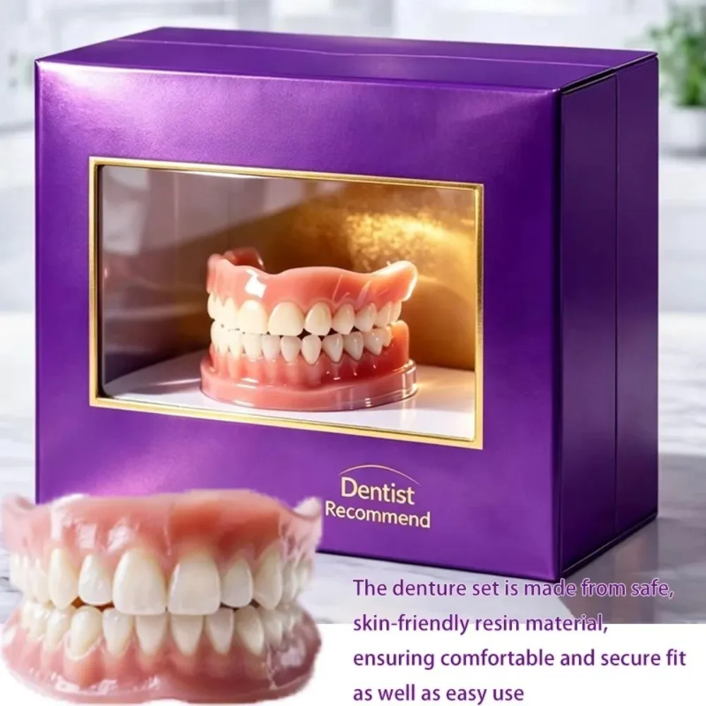 Comfort Silicone Dentures, Unisex Upper/Lower Teeth, DIY Temporary Fix for Confident Smile in Minutes