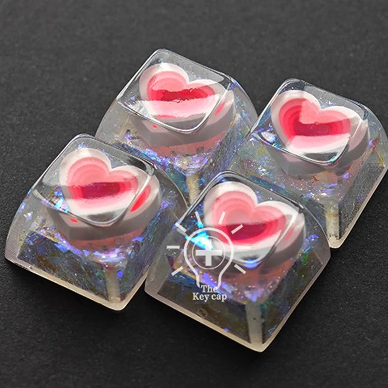 Frozen love Resin Keycap Set (4-Piece) - SA 1U Height, Cross Stem, RGB Backlit for WASD/Arrow Keys - DIY Mechanical Keyboard Art