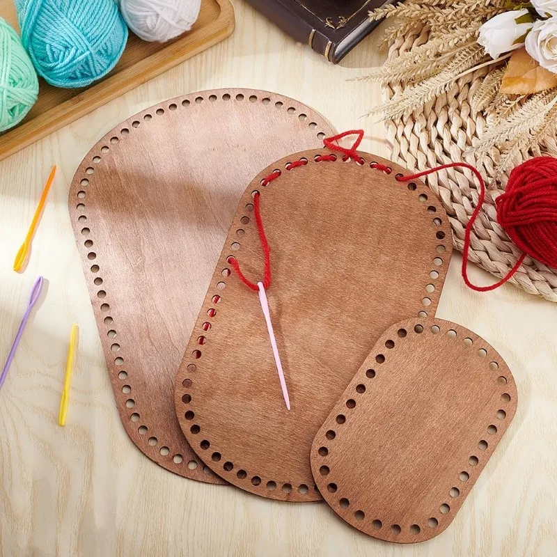 Oval Wooden Basket Base 3 Sizes Coffee Blank Crochet Basket Base Crochet Bag Bottom Crochet Bottom Accessory for DIY Basket