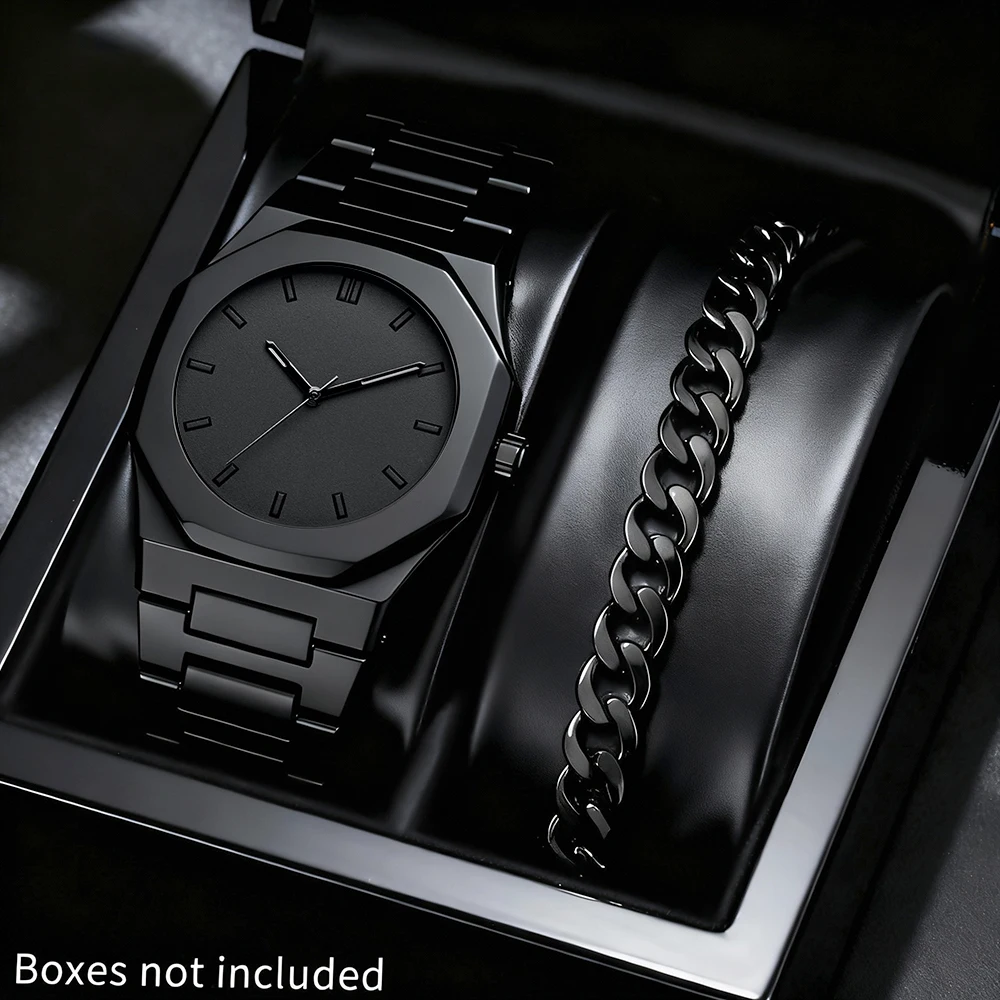 2-piece men's watch and bracelet set, latest design, fashion trend, high quality