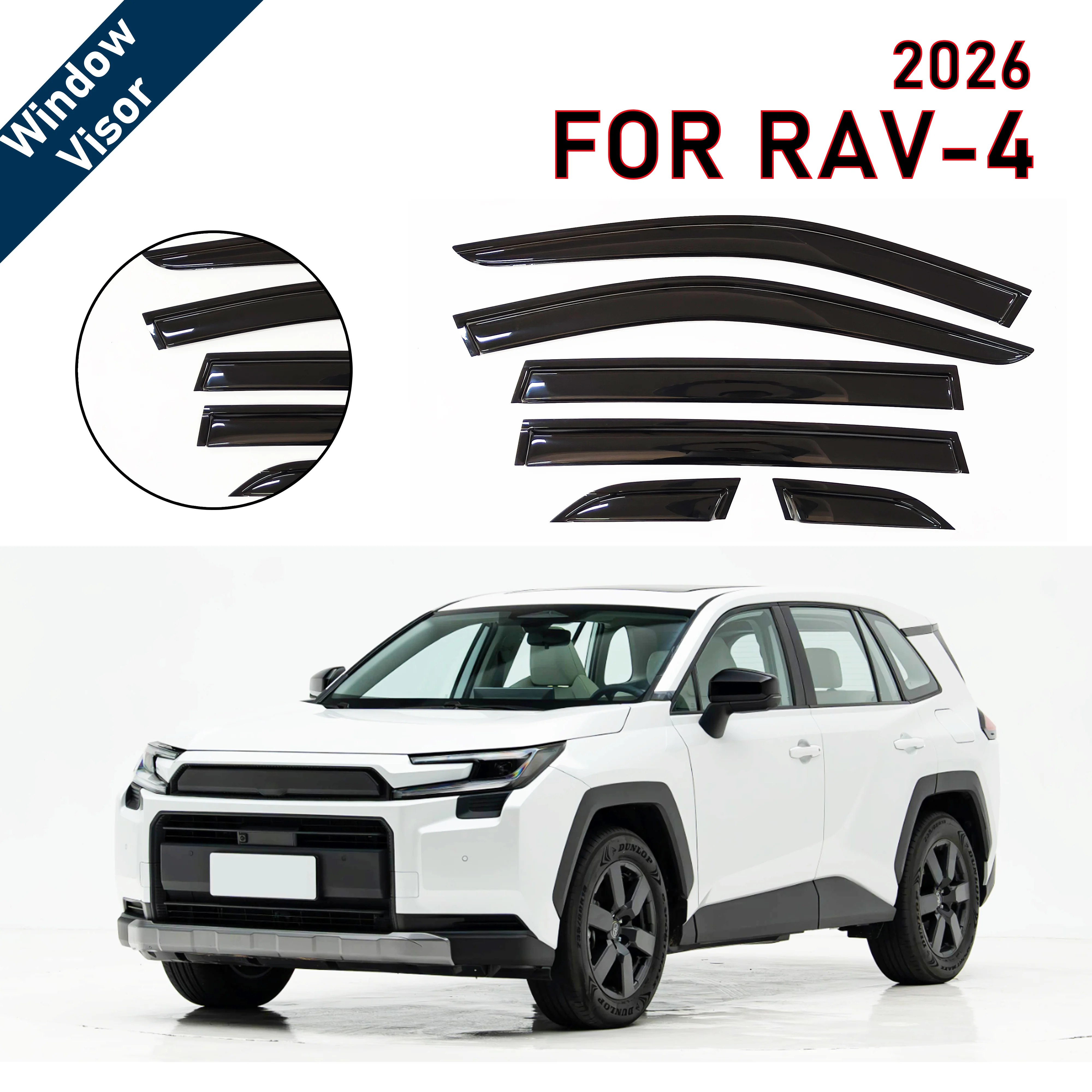 

Дефлекторы окон для Toyota RAV-4 2026 | 6 шт. ветрозащитных дефлекторов для защиты от дождя | Аксессуар для защиты автомобиля от непогоды