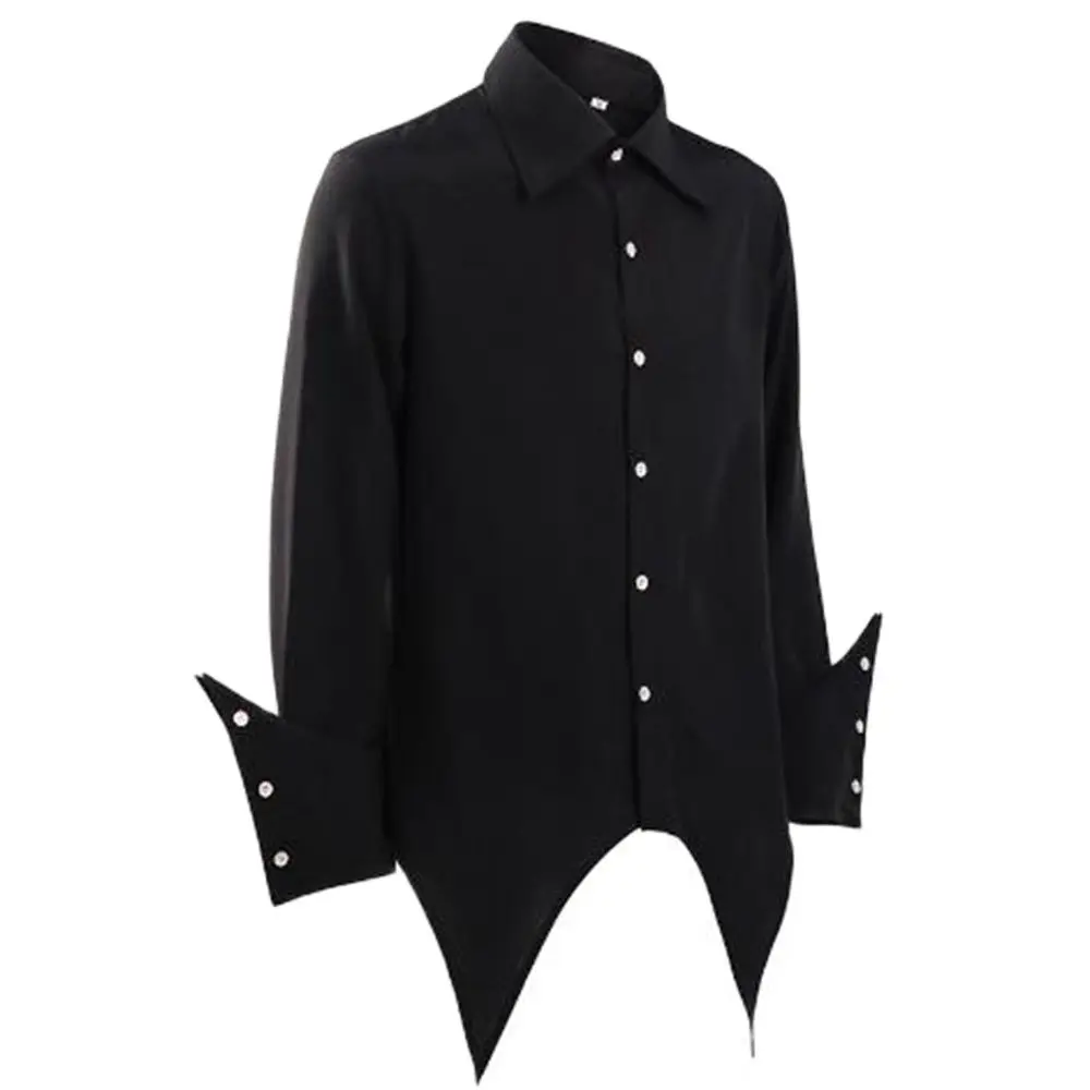 Victorian Shirt for Men Black Swallow Tail Vampire Steampunk Gothic Long Sleeve Turn Down Collar Costumes Tops