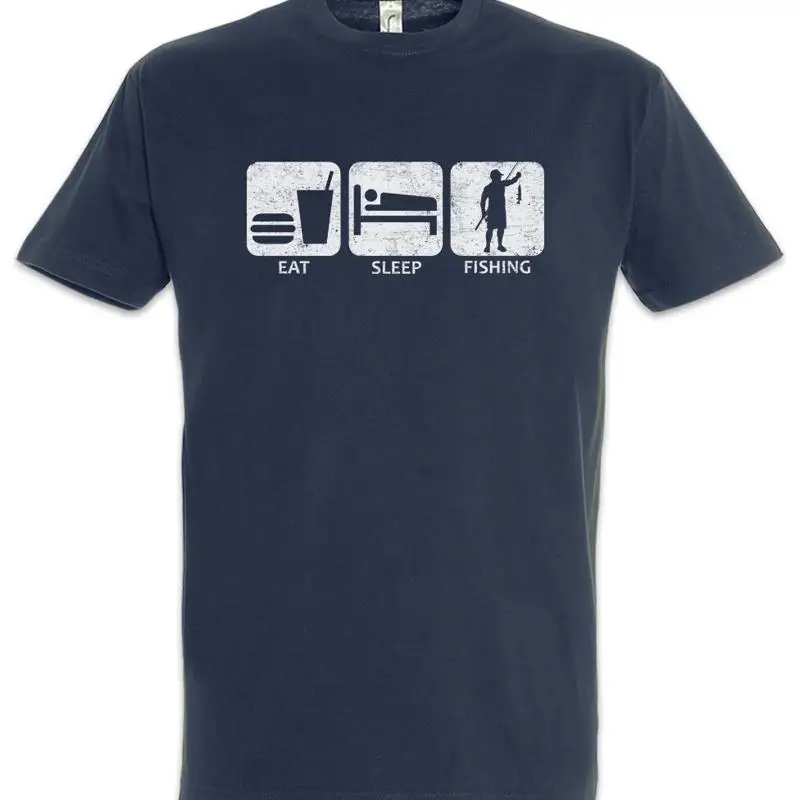 Essen, Schlafen, Angeln, Spaß, Fisch, Meer, Fluss, Angler, Rute und Schnur, Sport, Sport-T-Shirt