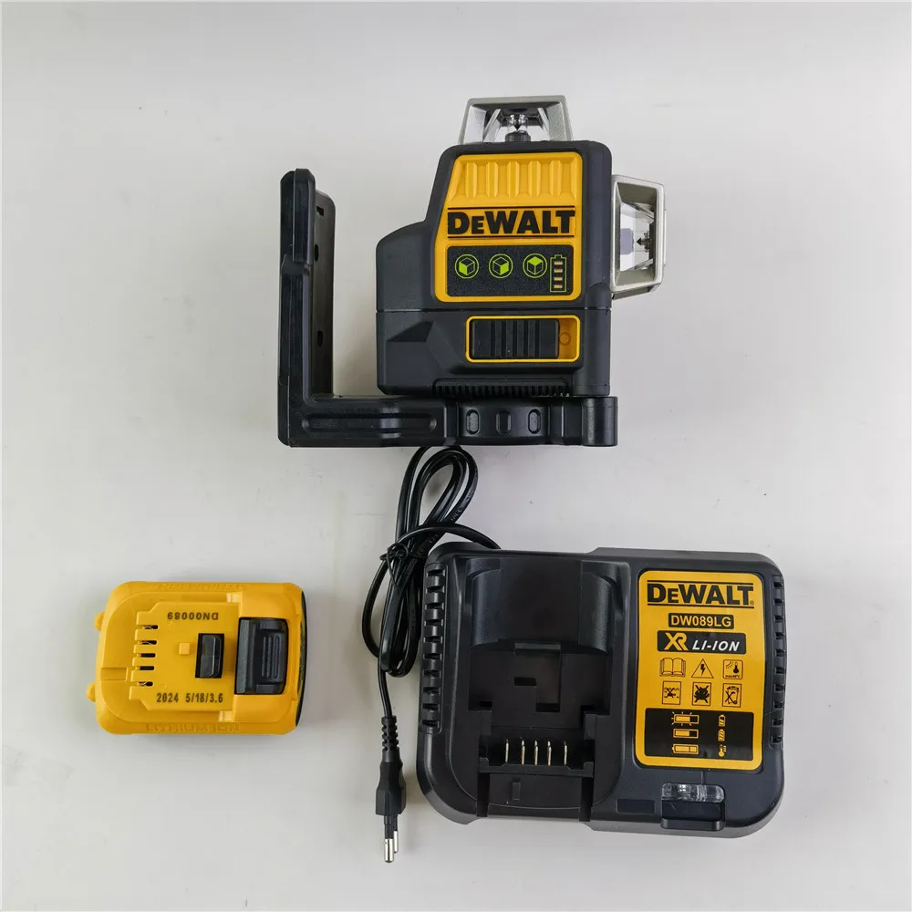 DEWALT DW089LG 레이저 레벨 1:1, 셀프 레벨링, 녹색 빔 레이저, 12V 리튬 이온 배터리 레이저, 야외, 12 라인, 3x360