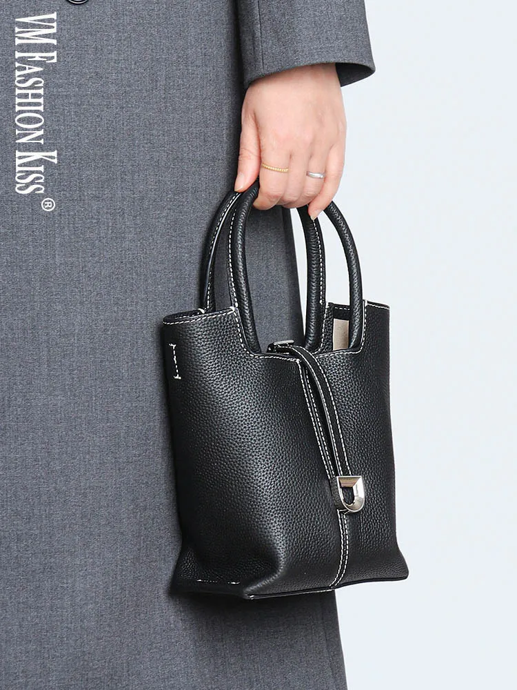 

Модная женская сумка-ведро из натуральной коровьей кожи в стиле ретро, женская сумка через плечо, простой дизайн, горячая распродажа сезона, новинка